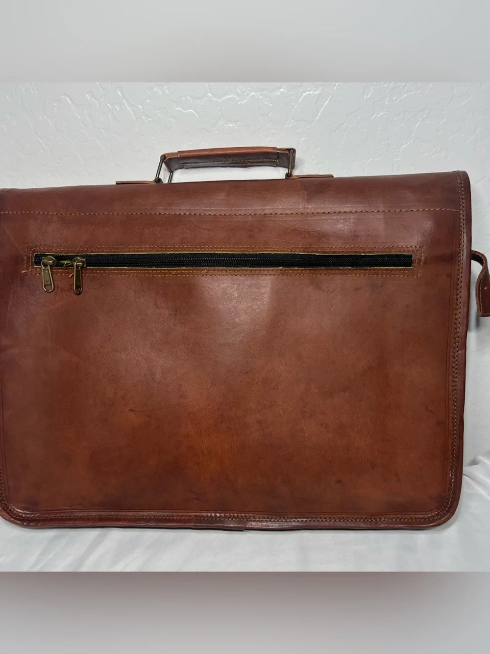 Cuero Genuine Leather Briefcase Messenger Laptop Bag Satchel Brown w/ Strap